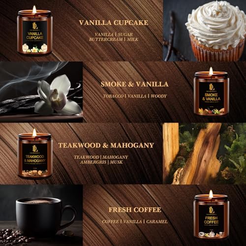 8 Pack Candles for Home Scented, Scented Candles Gifts Set for Women Men, 56 oz Soy Candle Set, Scents of Teakwood/Smoke Vanilla/Cologne/Coffee/Patchouli/Oak/Sandalwood/Cupcake - Image 2