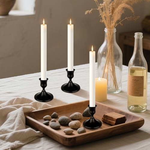 Black Candle Holder Taper Candle Holders, Set of 12 Candlestick Holders Decor for Home Decor, Metal Taper Candleholder for Fall Thanksgiving Halloween Christmas Table Fireplace Decor - Image 6