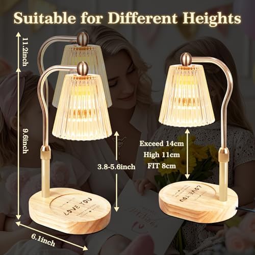 seenlast Gifts for Women, Candle Warmer Lamp with Adjustable Height Timer Dimmer,Vintage Home Decor for Scented Jar - Image 6