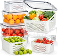 4 Pack Fruit Storage Containers for Fridge Set, BPA Free Produce Containers by OrderNow