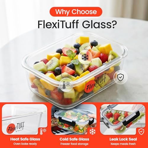 24pcs Set Food Storage Containers (12 Airtight & 12 Lids) | Glass Meal Prep Containers | Lunch Box | BPA Free, Leakproof Lids, Dishwasher, Microwave & Freezer Safe for Kitchen - Image 2