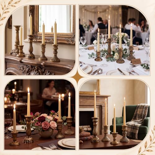 8 Pcs Christmas Vintage Candlestick Holders, Bronze - Image 7