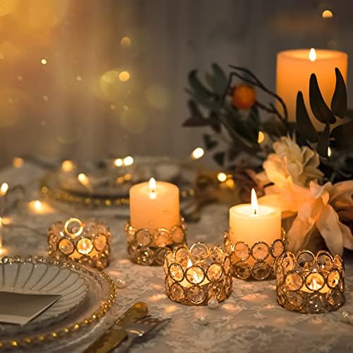 Gold Crystal Tealight Candleholders - Pack of 10 Tea Lamp Candle Holders - Image 6