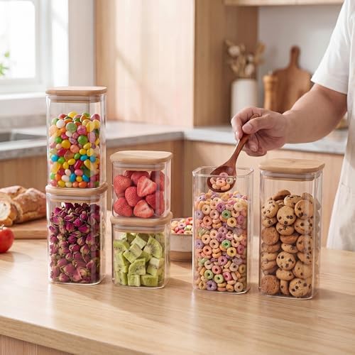 24/ 37/ 51 Oz Glass Jars - 6 Pack Food Storage Containers with Lids Square - Image 5
