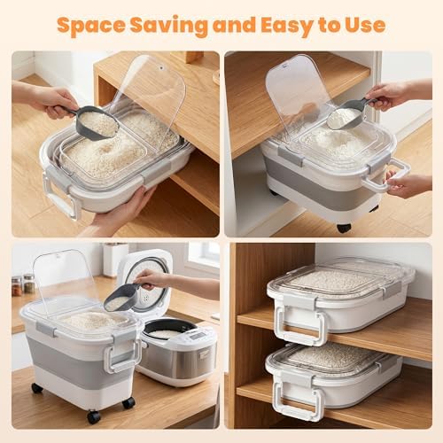 30 Lbs Rice Container, Collapsible Dog Food Storage Container - Image 5