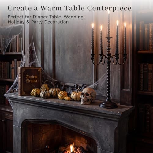 2 Pcs 28 Inch Black Candelabra Halloween Decorations, Retro - Image 6