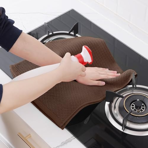 Homaxy 100% Cotton Waffle Weave Kitchen Dish Towels 24-Pack, Coffee - Image 5