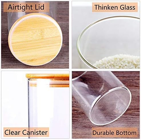 Glass Rice Storage Containers, 60 FL OZ (1800ml) Kitchen Food Jars with Airtight Lid, Stackable Clear Pantry Canister for Coffee Bean, Pet Treat, Flour, Loose Tea and More - Image 3