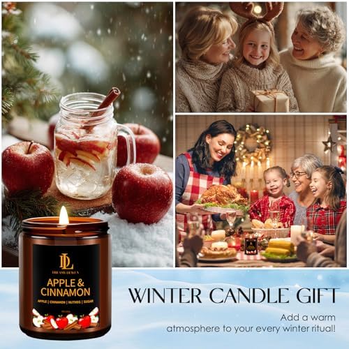 DL DREAMY DEWLA Fall Candle, Apple & Cinnamon Scented for Home, 7oz Soy Wax - Image 4