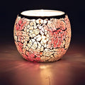 Rancco Glass Votive Candle Holder for Tealight, Romantic Mosaic Cracked Candle Holder, Candle Lamp Aromatherapy Candlescape Bowl for Valentine's Thanksgiving, Christmas Table Centerpiece, Party Decor by Rancco