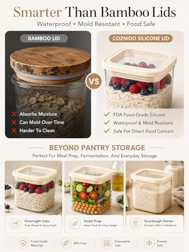 4pcs Square Glass Pantry Storage Containers with Glass Lids 40fl.oz - Image 4
