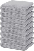 Homaxy 100% Cotton Waffle Weave Kitchen Dish Towels 8-Pack, Light Gray by Homaxy