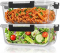 Razab 2 Pcs 1860ml / 63 Oz Large Glass Food Storage Containers with Lids - Glass Meal Prep Containers with Locking Lids for Roasting, Storing Leftover, Lunch Container, BPA Free, Microwave & Oven Safe by RazabHomeGoods