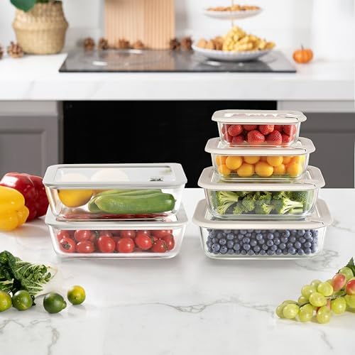 Glass Food Containers with Glass Lid, Microwave Safe Food Storage Container Set, 4 Pack, Airtight Storage Set with Leak Proof Lids, Meal Prep Containers - Image 6