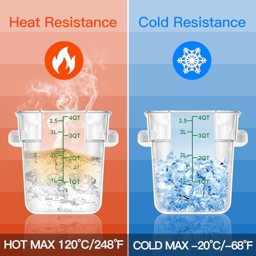 4 pcs 4qt Food Storage Containers with Lid, Square Clear Commercial Food Storage Containers with Handle and Scale for Food Storage in Home Kitchen & Dining (Green) - Image 4