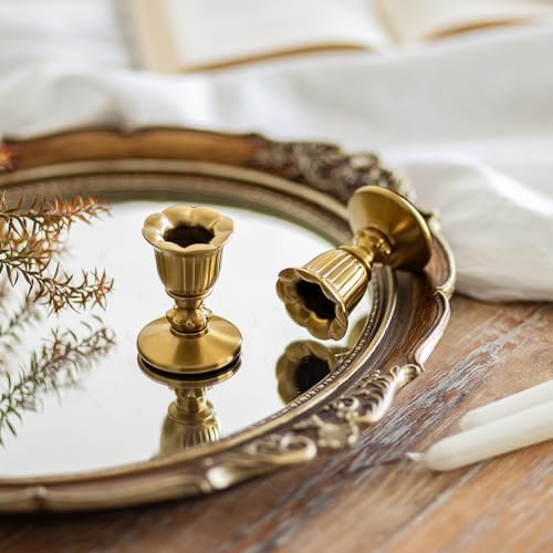 Romadedi Gold Candlestick Candle Holders, Brass Color, Pack of 2 - Image 2