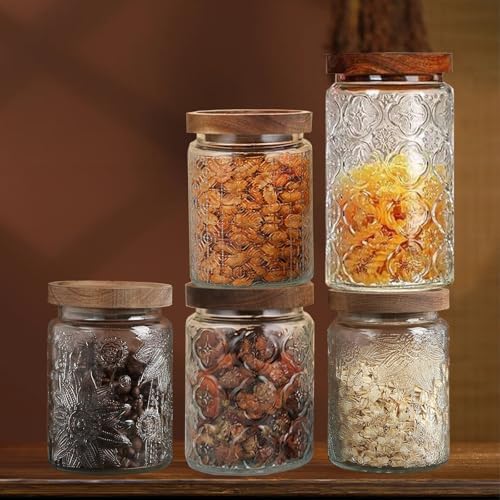 34 OZ Vintage Glass Jar with Lid, Airtight Food Storage Canisters with Bamboo for Kitchen Counter Pantry, Ideal for Coffee, Candy, Tea, Oats, Sugar, Cookies Decorative Jars-Sunflower - Image 7
