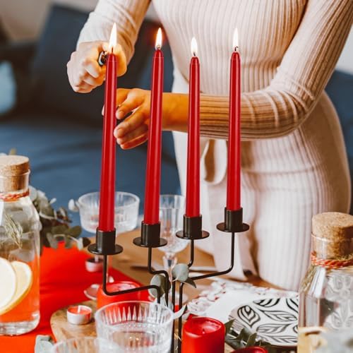 YOROXRG 24 Pack Red Taper Candles, 7-8 Hours Burn Time, Unscented, Smokeless and Dripless, 0.75 x 10 Inch Dinner Candle Set for Christmas,Household, Wedding, Party and Home Décor Candlesticks - Image 3
