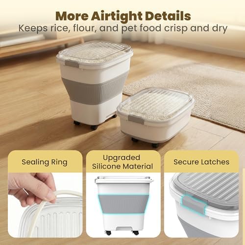 HOYTAMDAR 50Lbs Collapsible Rice Container,Airtight Food Storage container - Image 6
