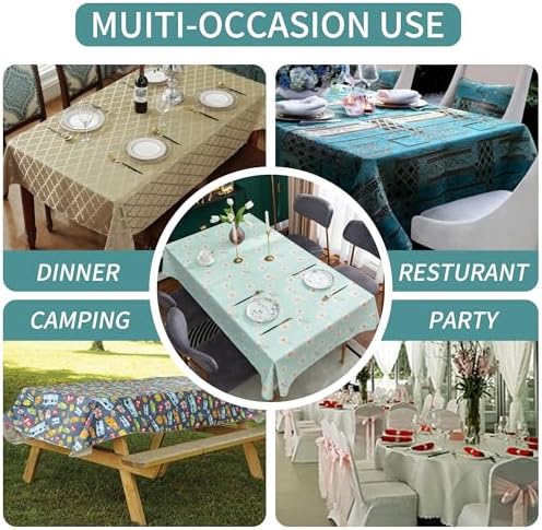Rectangle Table Cloth,100% Waterproof Tablecloth OilProof SpillProof Vinyl Table Cloth, Wipe Clean Plastic Table Cover for Dining, Camping, Indoor and Outdoor 54" x 84",Mum Bloom - Image 7