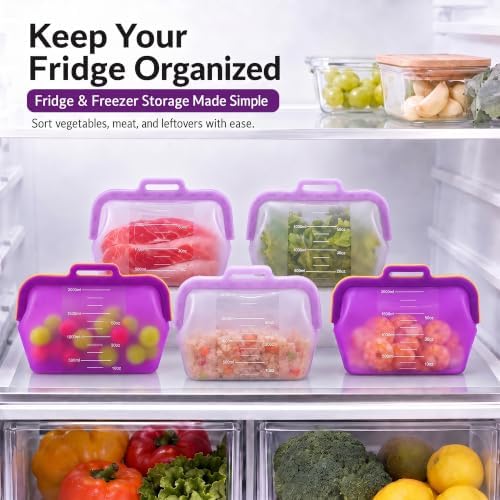 JOCXSPI 68 oz Magnetic Seal Silicone Reusable Food Storage Bags, 2 Pack - Image 4