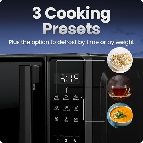 Chefman Countertop Microwave Oven 0.7 Cu. Ft., 700 Watts with 10 Power Levels, 6 Cooking Presets with One-Touch Express Cook, Eco Mode, Child Safety Lock, & Mute Button - Black - Image 3