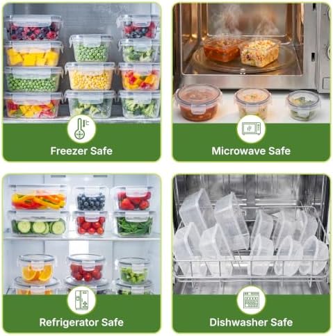 68 PCS Food Storage Containers with Lids, Meal Prep Containers, Stackable Kitchen Set, Airtight & Leakproof, BPA-Free, Microwave/Dishwasher/Freezer Safe, Extra Labels & Pen - Image 4