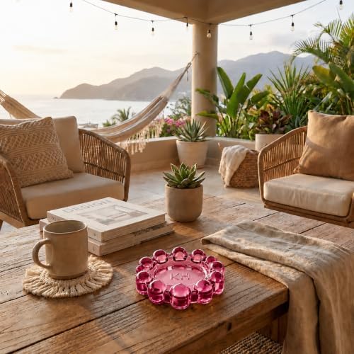 Chic Red Bubble Glass Candle Dish – Modern Clear Glass Candle Holder for Tealights & Diffusers, Decorative Tray for Home & Tabletop Decor（1 Pack） - Image 5