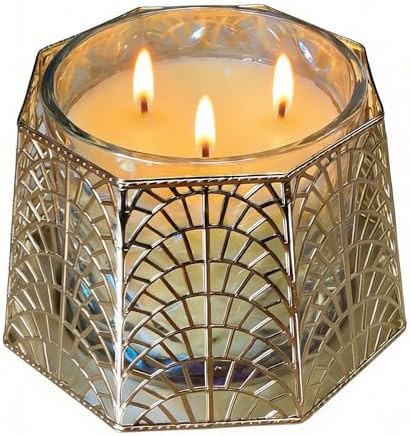 3 Wick Candle Holder, Shell Design Candle Jar Holder for 4-Inch Diameter Jars (5.25" D x 3.5" H) (Rose Gold) by Dorephine