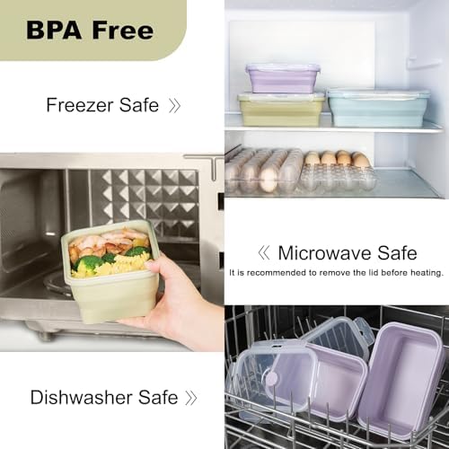 Collapsible Food Storage Containers with Airtight Lid & Vent Valve, 27 oz - Image 5