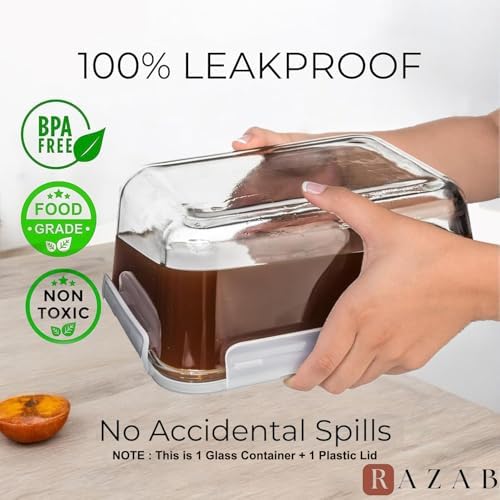 3300 ml/ 112 oz LARGE Glass Food Container with Locking Lid. Ideal for Storing food, vegetables or fruits. Baking Casserole, Lasagna, Baking Or Roasting chicken and lot of other tasty food. BPA Free - Image 2