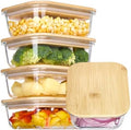 Vtopmart 5 Pack Glass Food Storage Containers with Bamboo Lids, 22oz by Vtopmart