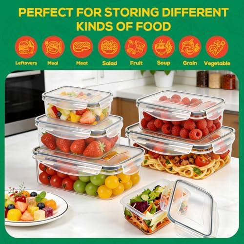 6 Pack Large Thick Plastic Food Storage Containers with Lids Airtight - Image 5