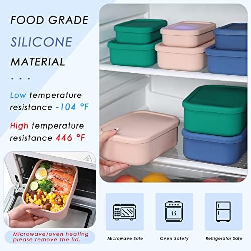 Silicone Food Storage Containers, Set of 3 Hard-Shell Bento Lunch Boxes - Image 5