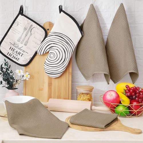 Homaxy 100% Cotton Waffle Weave Kitchen Dish Cloths 18-Pack, Tan - Image 6