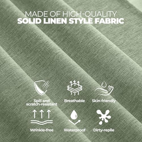 Decorelia Faux Linen Square Tablecloth for Dining Room,Waterproof Texture Decorative Farmhouse Rustic Table Cloth for Indoor Outdoor Party Holiday Banquet Picnics Patio,70x70 Inch (Square),Sage Green - Image 4