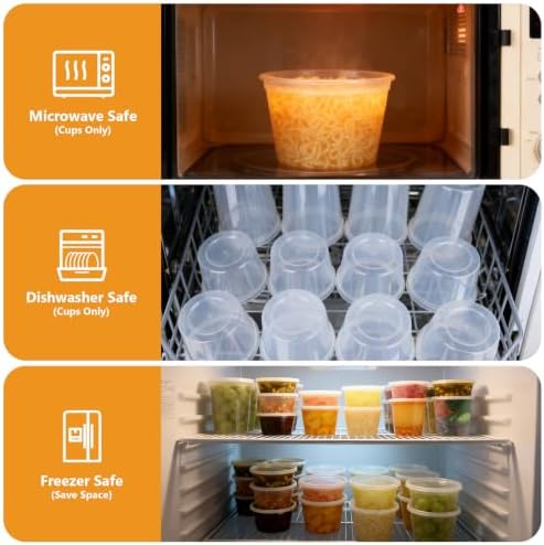 NESCCI 72 Sets (144-Piece) Deli Containers with Lids,8oz X 72 Set Each - Image 7