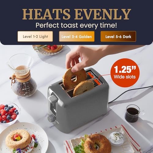 Elite Gourmet 2-Slice Cool-Touch Toaster, 1.25" Extra-Wide Slots, 6 Shades - Image 5