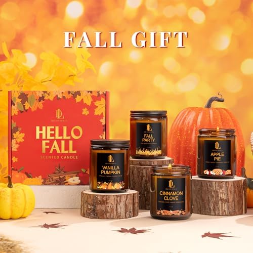 DL DREAMY DEWLA Fall Candles Set for Home Scented, 4 Pack 28oz, Soy Wax - Image 4
