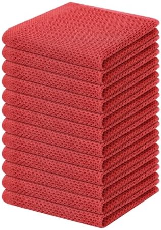 Homaxy 100% Cotton Waffle Weave Kitchen Dish Cloths 12-Pack, Brick Red by Homaxy