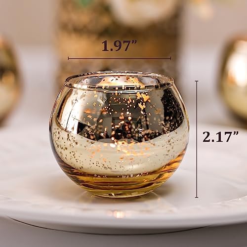 LETINE Gold Mercury Glass Votive Candle Holders - Set of 36 | Elegant Gold Tealight Candle Holders for Table Centerpieces, Weddings, Rehearsal Dinners, Halloween & Thanksgiving Decorations Indoor - Image 2