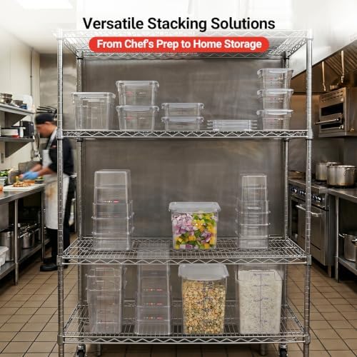 2 Pack 2 QT Commercial Airtight Food Storage Containers, Clear Polycarbonate Kitchen Ingredient Storage Containers, Stackable Food Prep Containers for Spices, Seasonings, Nuts, Shallow Model - Image 6