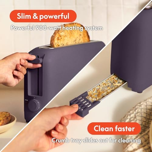 bella Fits-Anywhere™ 2-Slice Slim Toaster, Long Slot & Extra Wide, Plum - Image 5