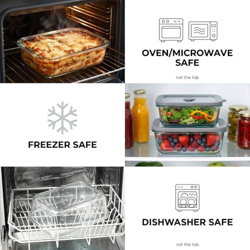 12 Pack Multi-Size Glass Food Storage Containers with Glass Lids - Image 4
