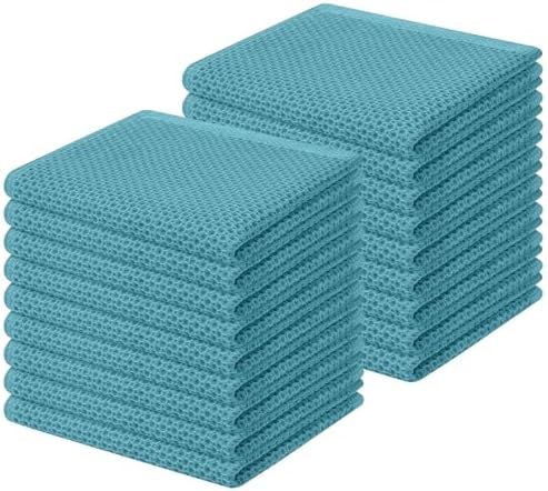 Homaxy 100% Cotton Waffle Weave Kitchen Dish Cloths 18-Pack, Lake Blue by Homaxy