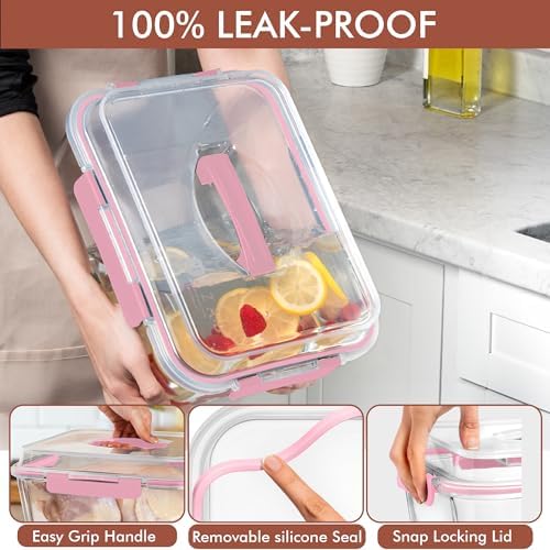 Razab 6500ml / 220 Oz / 28 Cups Extra Large Glass Food Storage Containers with Lids - Leakproof Glass Meal Prep Containers with Locking Lids for Roasting & Storing Leftover - Microwave & Oven Safe - Image 4