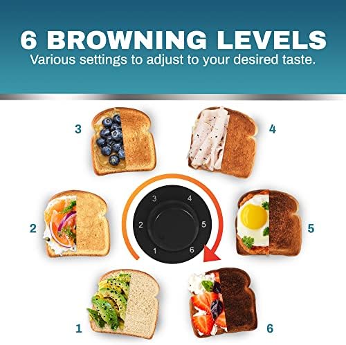Elite Gourmet ECT-3100 Long Slot 4 Slice Toaster, Reheat, 6 Toast Settings, Defrost, Cancel Functions, Built-in Warming Rack, Extra Wide Slots for Bagels Waffles, Stainless Steel & Black - Image 4