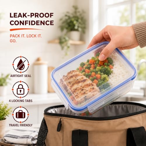 Tribello 38 oz Airtight Food Storage Containers with SnapTight Lids – Clear, Stackable, BPA-Free Meal Prep Containers for Kitchen, Freezer & Pantry Storage - Image 6