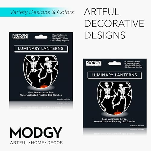 MODGY Luminary Lanterns Candle Holder Decorative Indoor Outdoor Decor, Lanterns for Wedding Centerpiece Decoration Outside Patio, with Flameless Floating LED Candles, RattleNShake Pack of 2 - Image 5