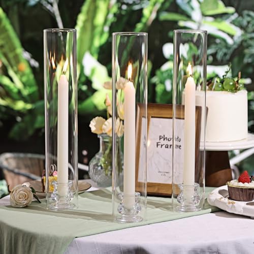 Volens Hurricane Glass Candle Holders- Set of 6 Candlestick Holders 14" H - Image 3